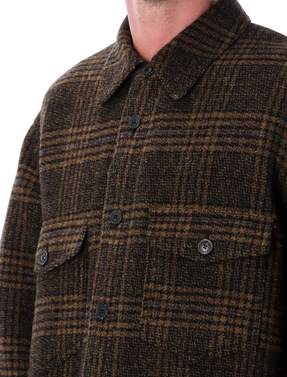 Isabel Marant Kervey Overshirt Check Khaki Check Groen