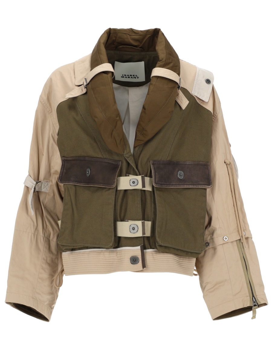 Isabel Marant Julissa Cropped Utilitarian Panels Jacket Neutraal