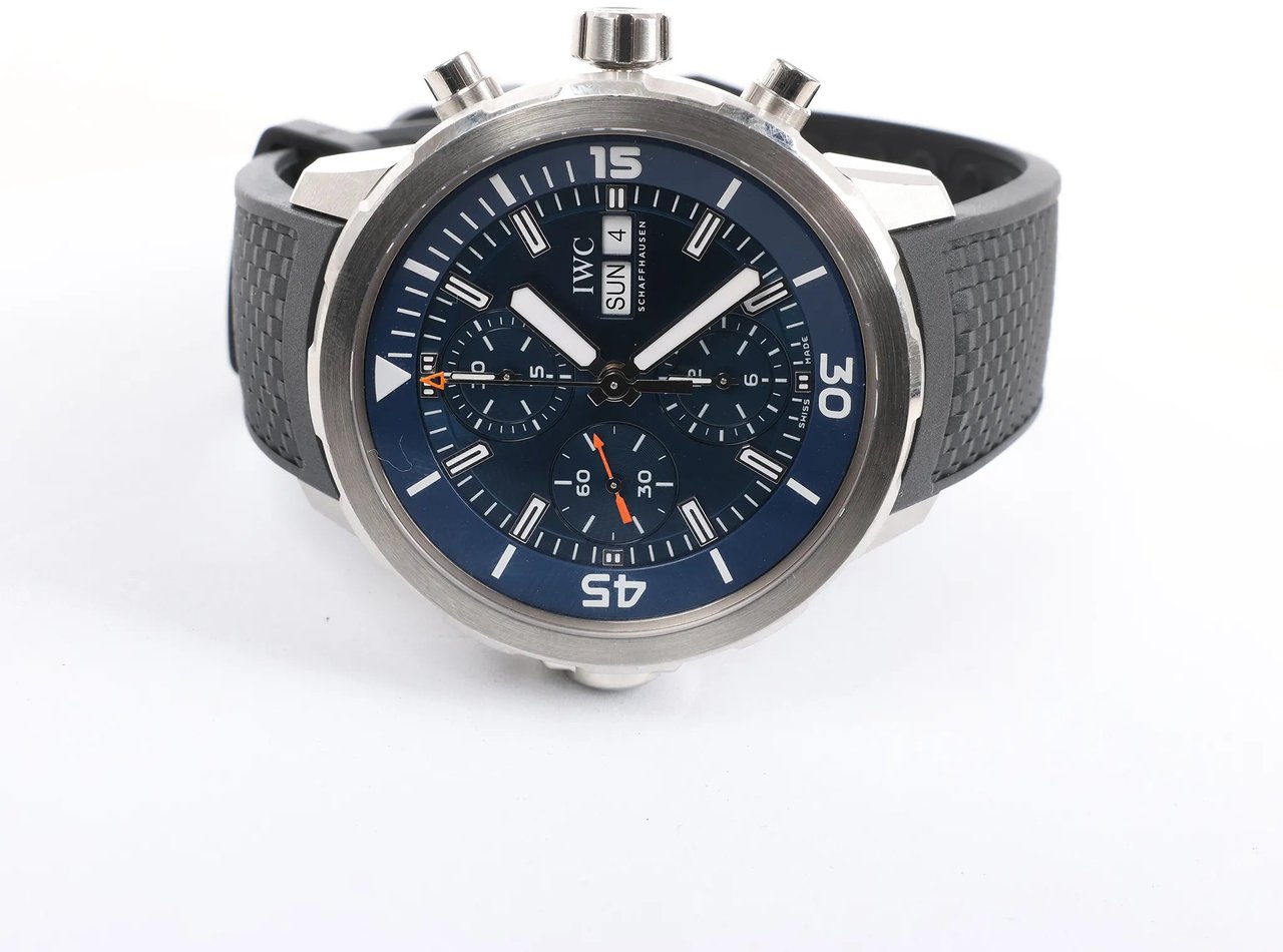 IWC IWC Aquatimer Expedition Jacques-Yves Cousteau IW376805 6179053 SS & Rubber AT Watch with Navy Blue Dial Blauw
