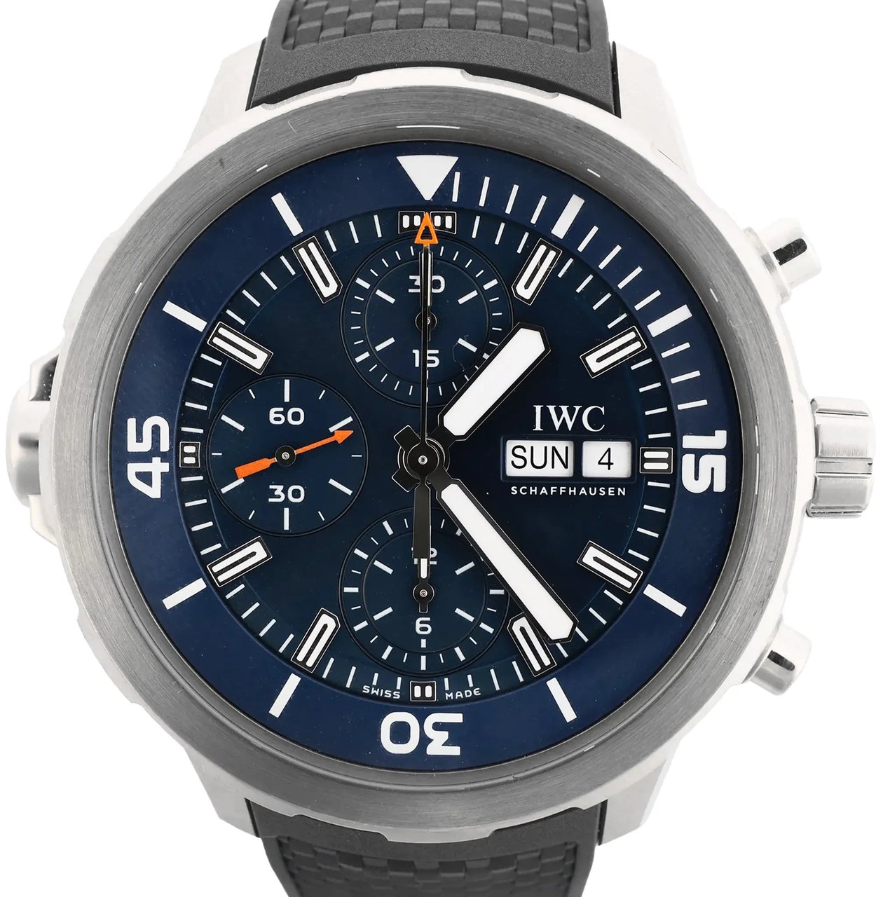 IWC IWC Aquatimer Expedition Jacques-Yves Cousteau IW376805 6179053 SS & Rubber AT Watch with Navy Blue Dial Blauw