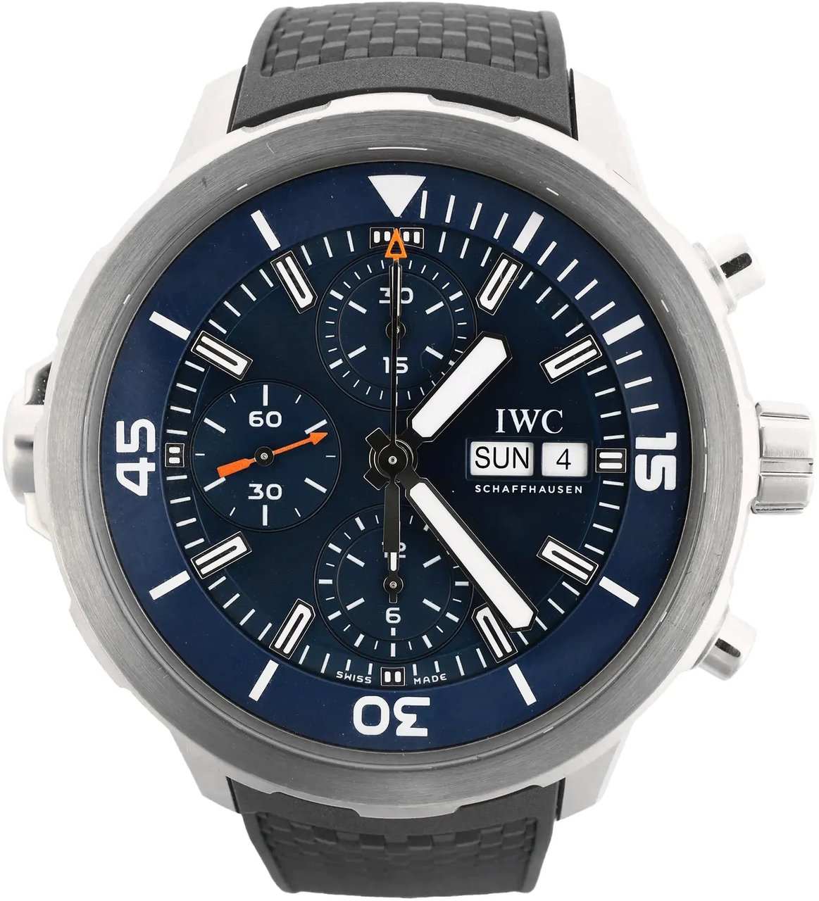 IWC IWC Aquatimer Expedition Jacques-Yves Cousteau IW376805 6179053 SS & Rubber AT Watch with Navy Blue Dial Blauw