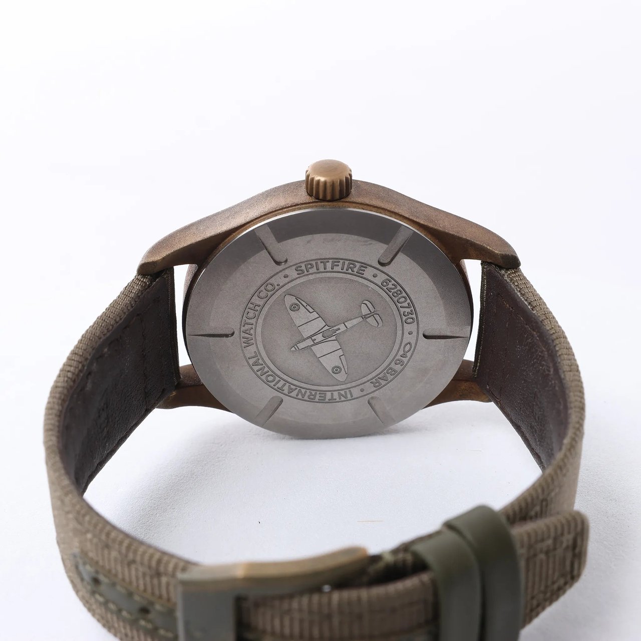 IWC Spitfire IW326802 6280730 Bronze x Leather AT Watch with Green Dial Divers
