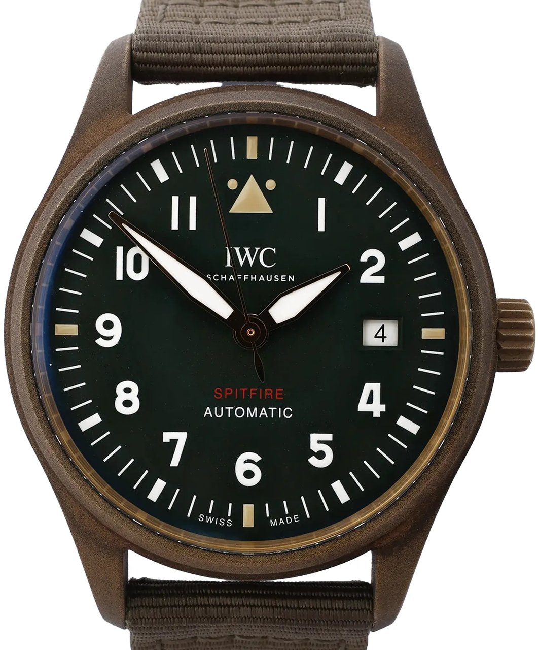 IWC Spitfire IW326802 6280730 Bronze x Leather AT Watch with Green Dial Divers