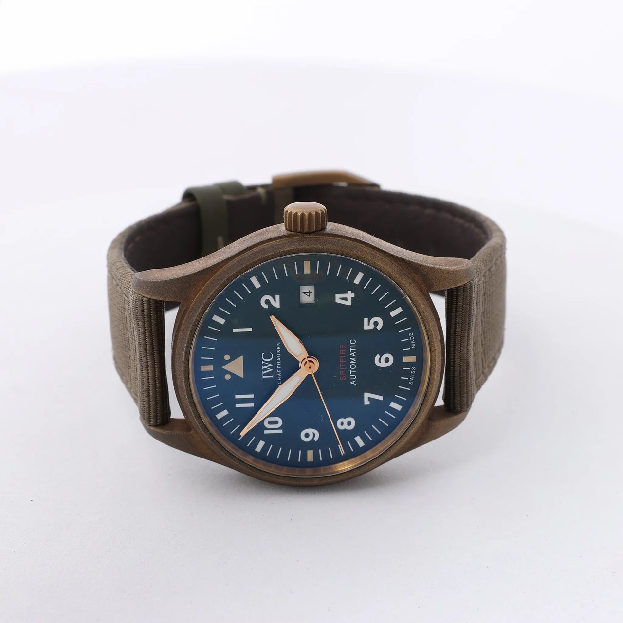 IWC Spitfire IW326802 6280730 Bronze x Leather AT Watch with Green Dial Divers