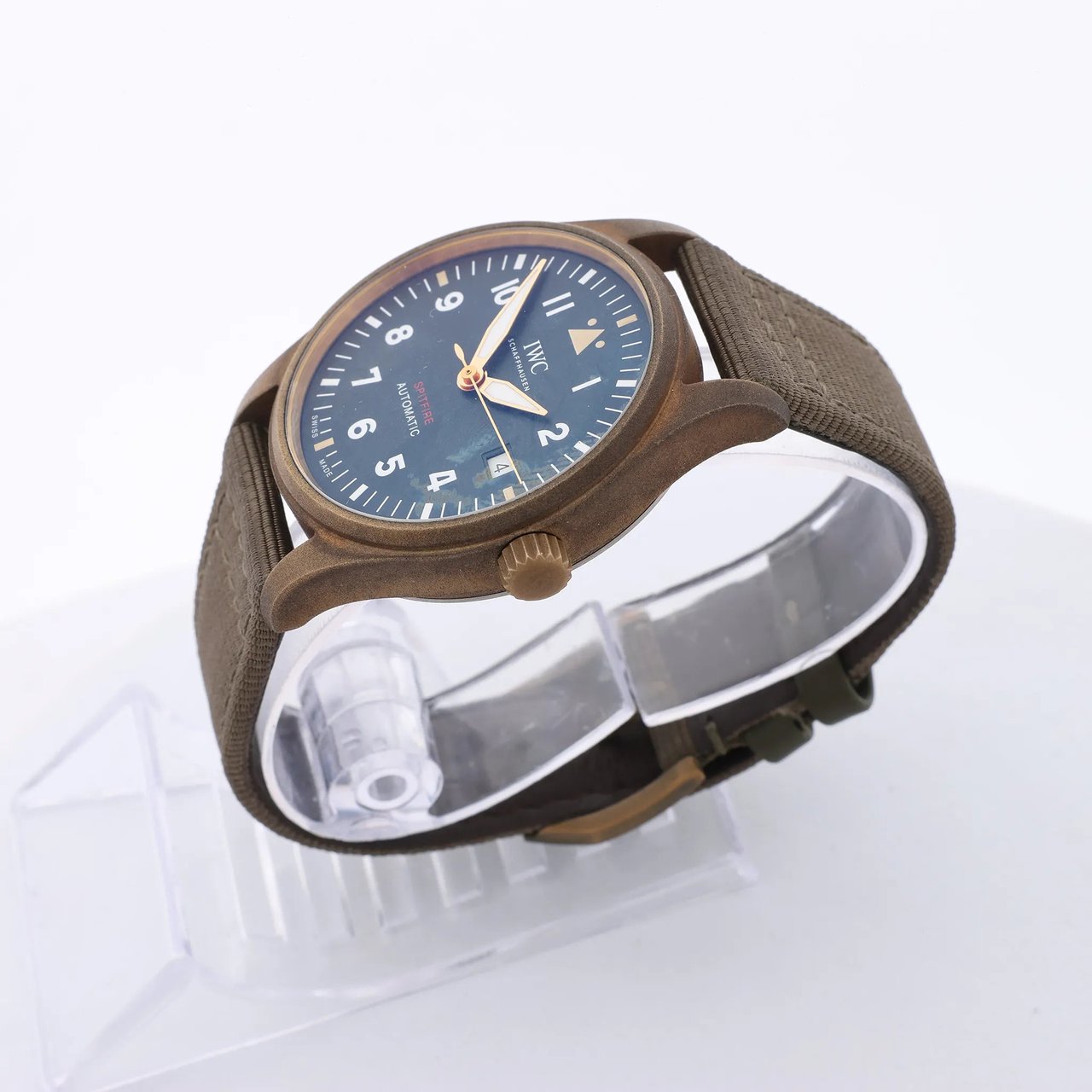 IWC Spitfire IW326802 6280730 Bronze x Leather AT Watch with Green Dial Divers