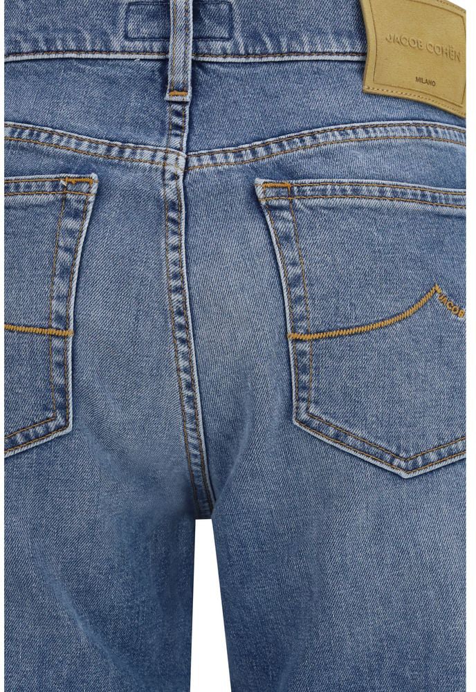 Jacob Cohen Blue Cotton Straight-Leg Jeans Blauw