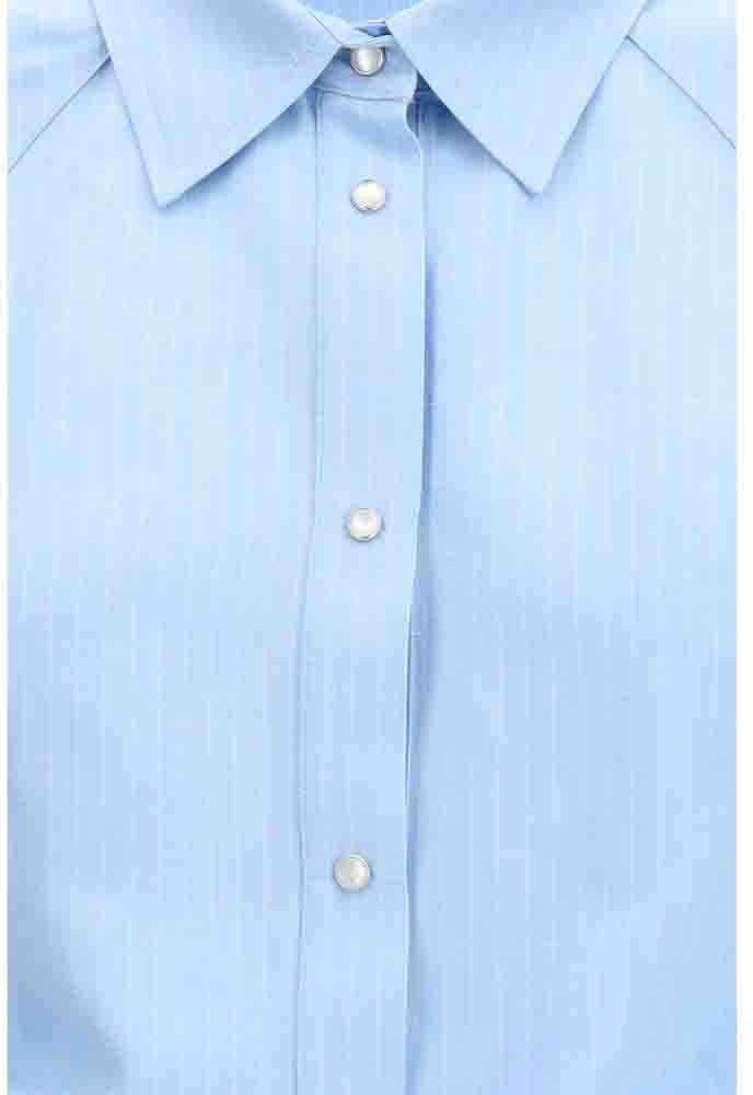 Jacob Cohen Blue Viscose Shortsleeve Shirt Blauw