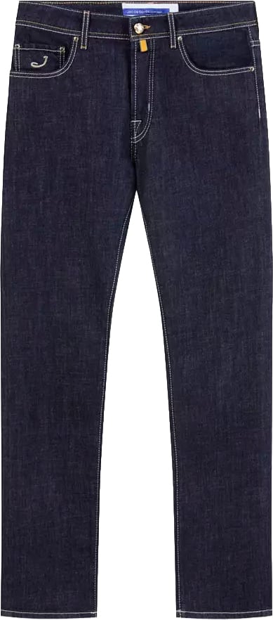 Jacob Cohen Blue Cotton Men Jeans with Straight Leg Cut Blauw