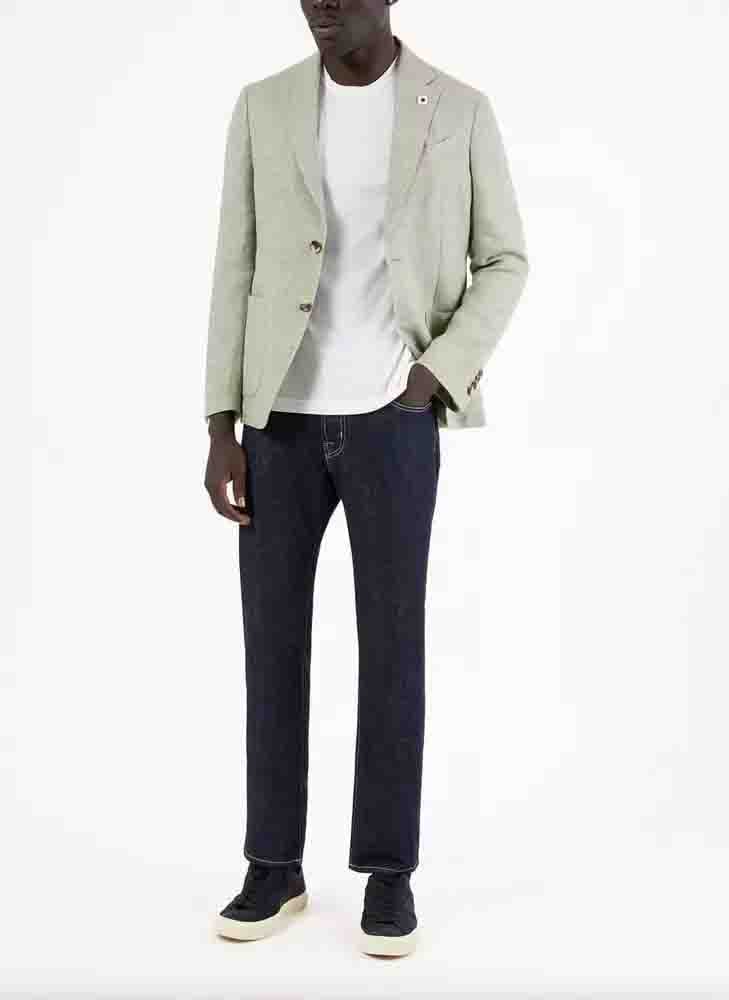 Jacob Cohen Blue Cotton Men Jeans with Straight Leg Cut Blauw
