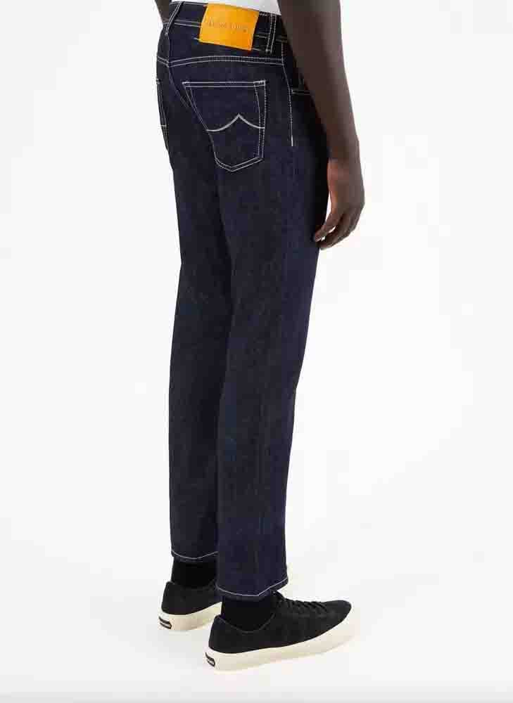 Jacob Cohen Blue Cotton Men Jeans with Straight Leg Cut Blauw