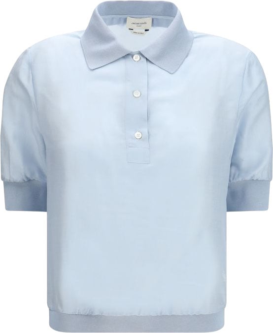 Jacob Cohen Blue Wool Oves Aries Shortsleeve Shirt Blauw