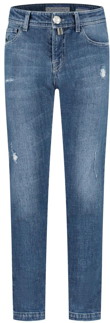 Jacob Cohen Pantalone Bard Denim Lavaggio Vintage Con Rotture Blu Lavaggio Vintage Chiaro Blauw