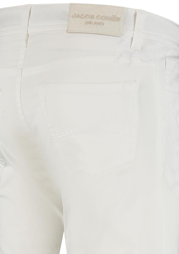 Jacob Cohen Pantalone Bard Rasetto Tinto Capo Gabardina Bianco Ottico Wit