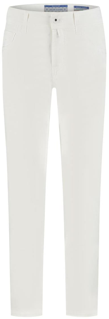 Jacob Cohen Pantalone Bard Rasetto Tinto Capo Gabardina Bianco Ottico Wit