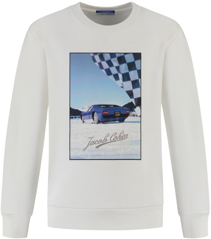 Jacob Cohen Felpa Stampa Macchina Sky Off White/multicolor Wit