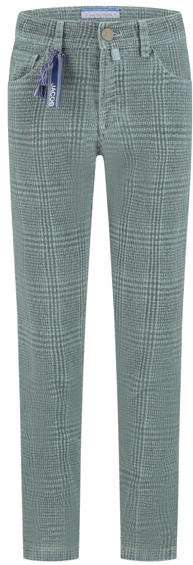 Jacob Cohen Pantalone Bard Tasche Velluto Principe Di Galles Celeste Polvere Groen