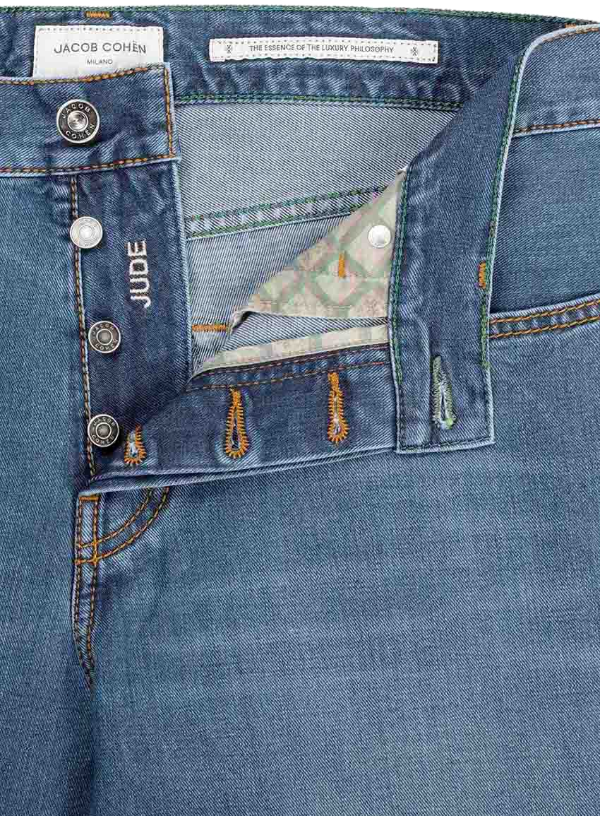 Jacob Cohen Pant Pkt Cropped Tapered Leg Fit Low Crotch Jude Blauw