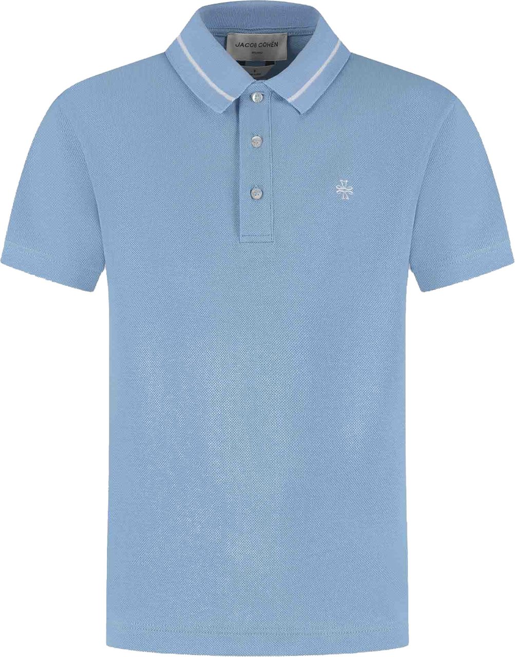 Jacob Cohen Polo Piquet Con Ricamo Giglio Celeste Blauw