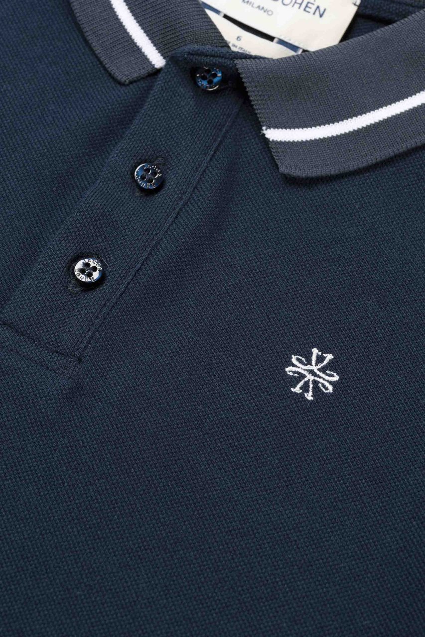 Jacob Cohen Polo Piquet Con Ricamo Giglio Blu Blauw