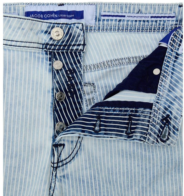 Jacob Cohen Blue Cotton Skinny Jeans Blauw