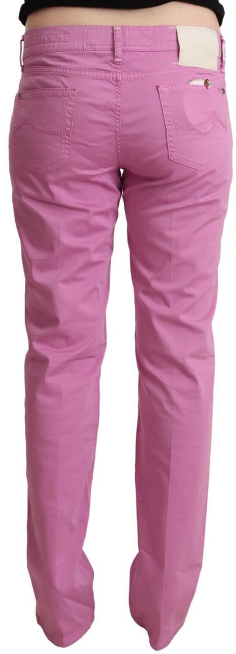 Jacob Cohen Pink Cotton Low Waist Denim Tapered Jeans Roze