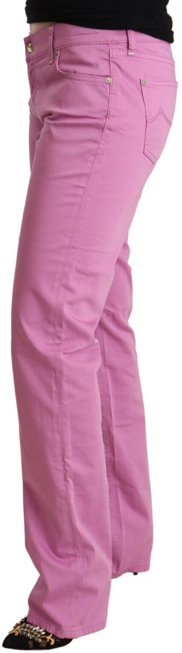 Jacob Cohen Pink Cotton Low Waist Denim Tapered Jeans Roze