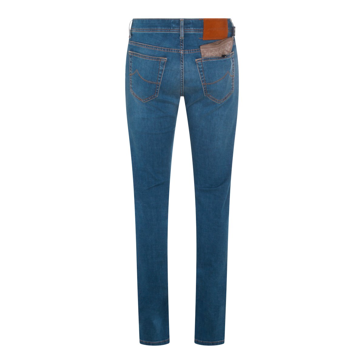 Jacob Cohen Classic Slim Fit Jeans with Medium Blue Wash and Contrast Stitching Blauw