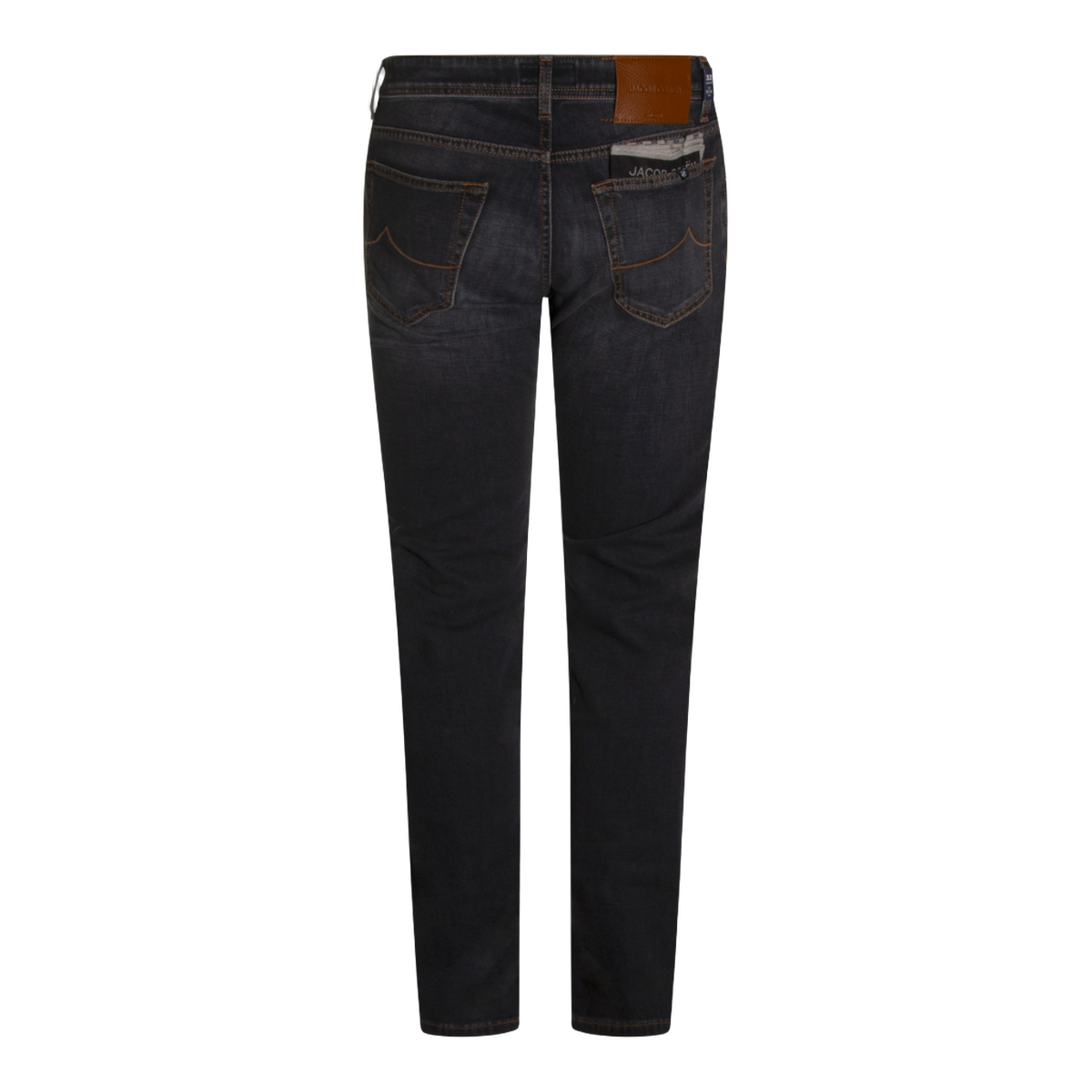 Jacob Cohen Slim Fit Black Jeans With Brown Stitching Zwart