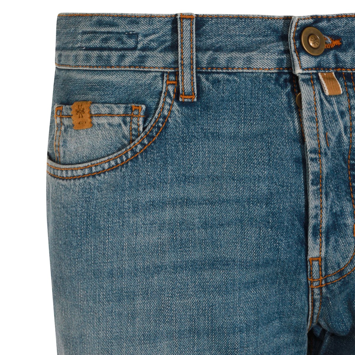 Jacob Cohen Medium Blue Straight-Leg Jeans with Classic Five-Pocket Design Blauw