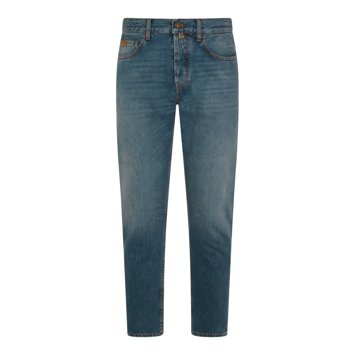 Jacob Cohen Medium Blue Straight-Leg Jeans with Classic Five-Pocket Design Blauw