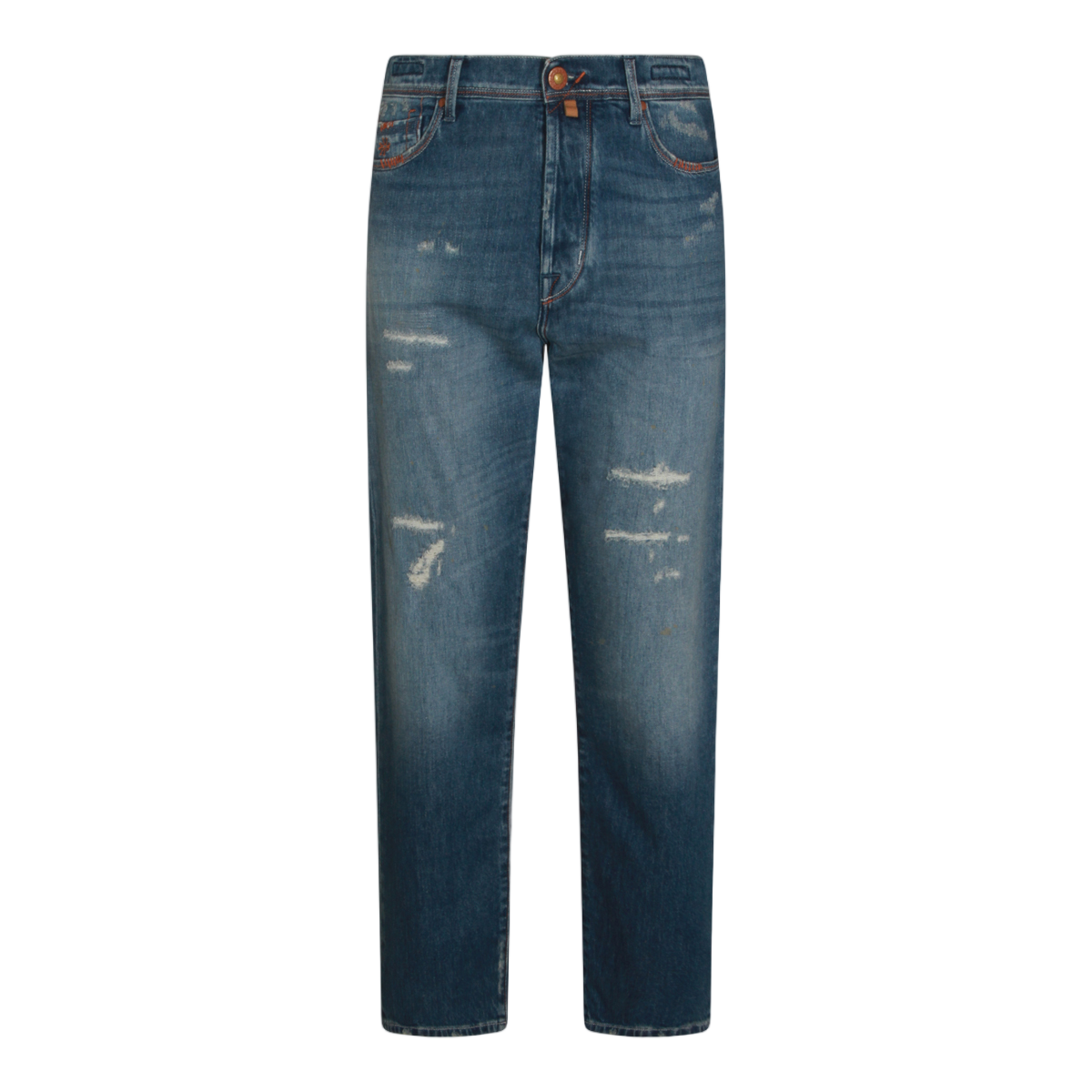Jacob Cohen Classic Straight-Leg Jeans With Subtle Distressing And Five-Pocket Styling Blauw