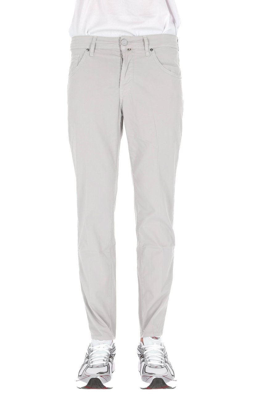 Jacob Cohen Grey Scott Saffiano Cotton Pants Grijs