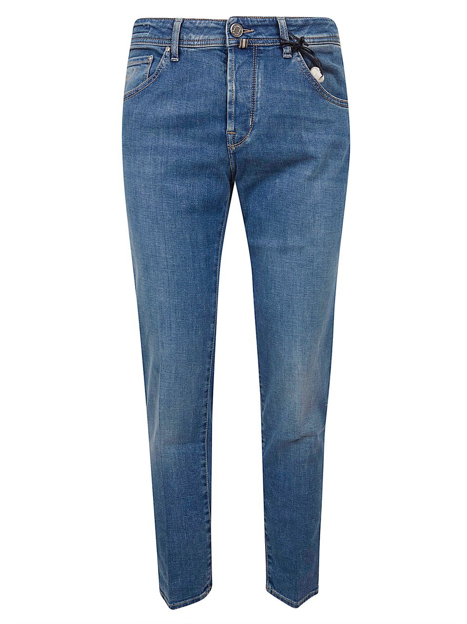 Jacob Cohen Cropped Slim Fit Stretch Denim Jeans with Logo Tag Blauw