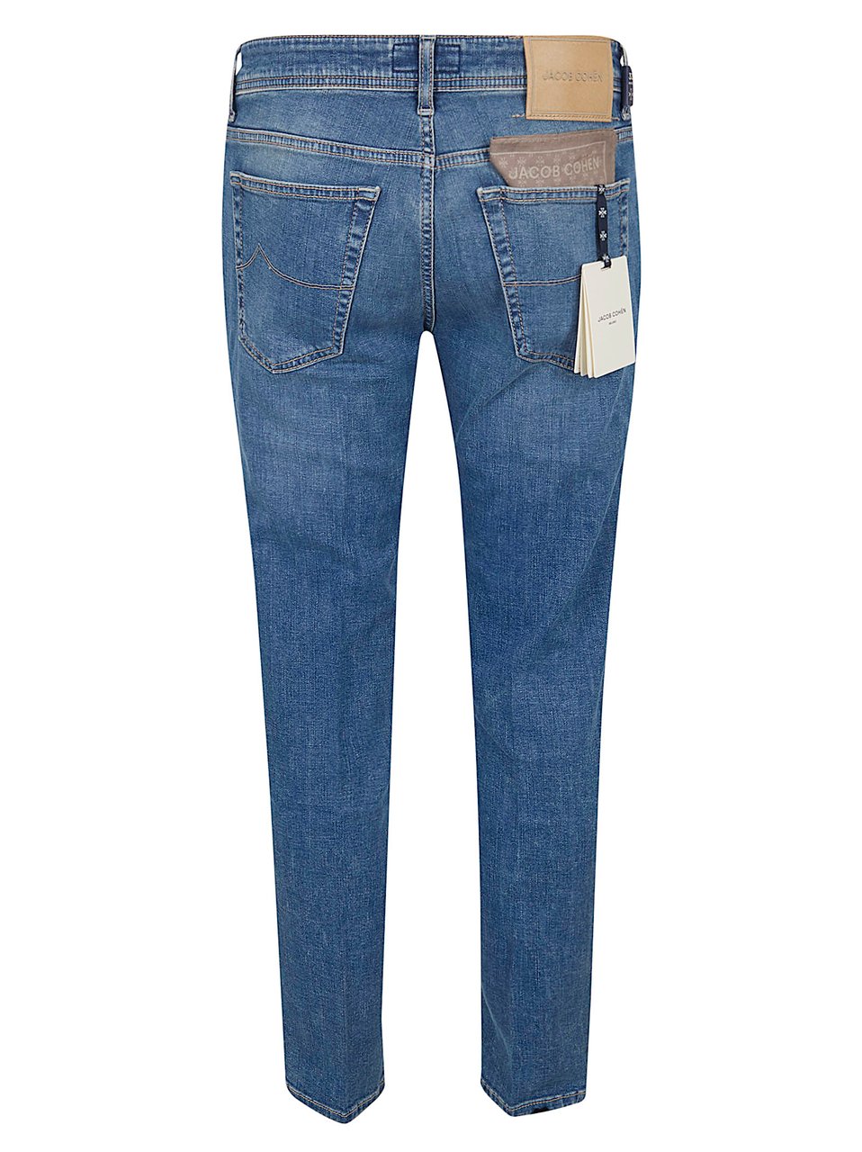 Jacob Cohen Cropped Slim Fit Stretch Denim Jeans with Logo Tag Blauw
