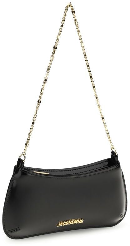 Jacquemus Black Calf Leather Bos Taurus Shoulder Bag Zwart
