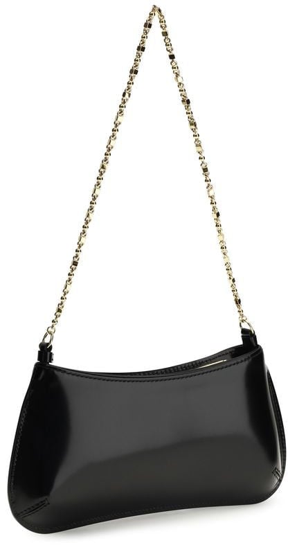 Jacquemus Black Calf Leather Bos Taurus Shoulder Bag Zwart