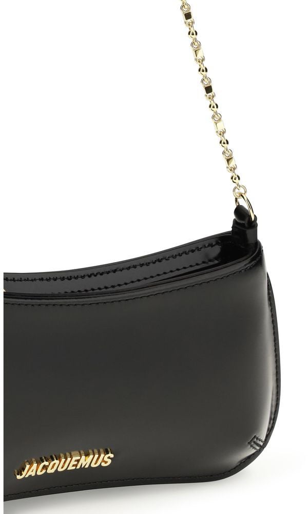 Jacquemus Black Calf Leather Bos Taurus Shoulder Bag Zwart