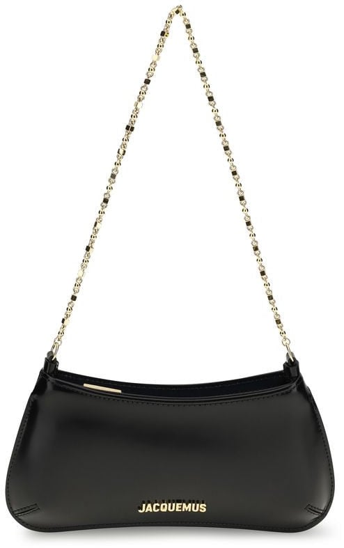 Jacquemus Black Calf Leather Bos Taurus Shoulder Bag Zwart