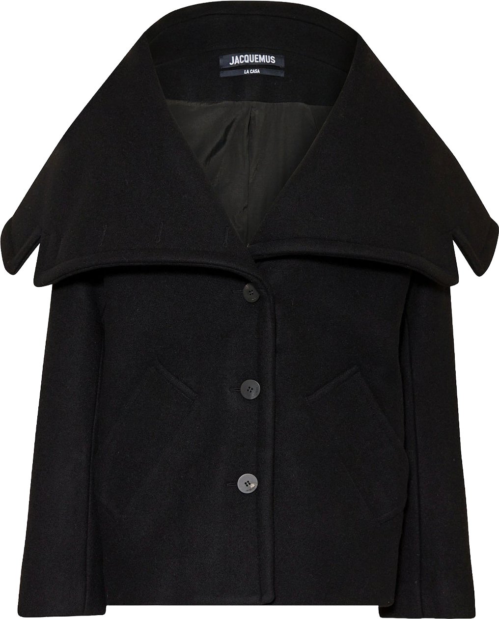 Jacquemus Le Caban Caruso Draped-collar Jacket Zwart