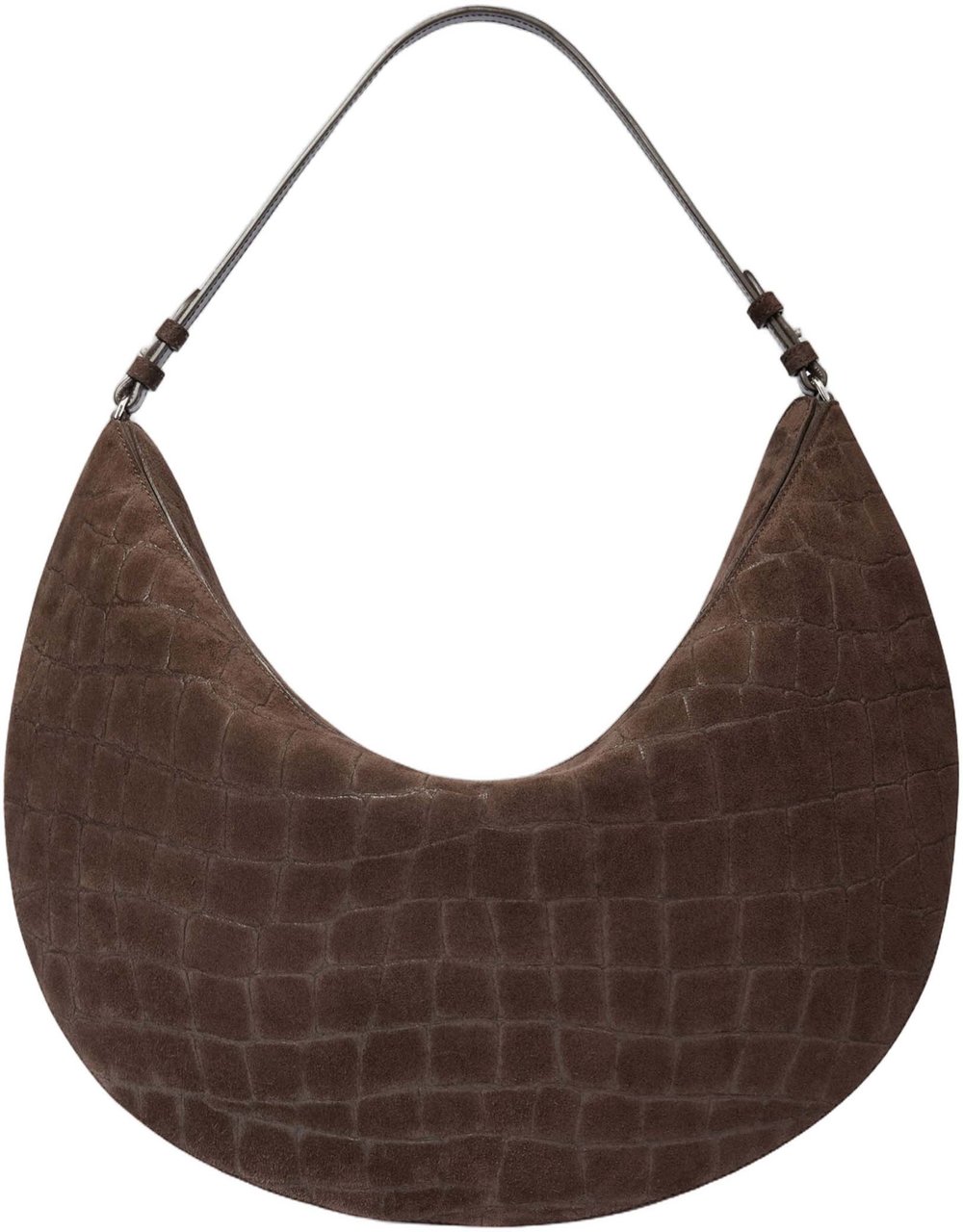 Jacquemus Crescent-Shape Top-Handle Bag In Crocodile-Effect Calfskin Leather Bruin