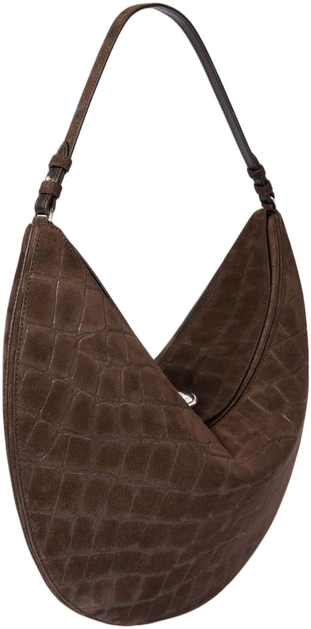 Jacquemus Crescent-Shape Top-Handle Bag In Crocodile-Effect Calfskin Leather Bruin