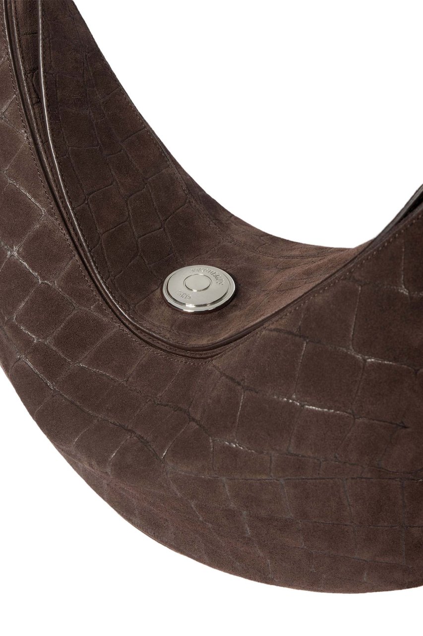 Jacquemus Crescent-Shape Top-Handle Bag In Crocodile-Effect Calfskin Leather Bruin