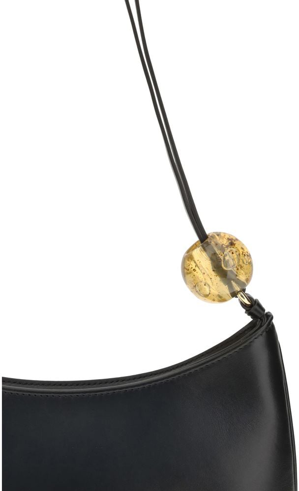 Jacquemus Black Calf Leather Bos Taurus Shoulder Bag Zwart
