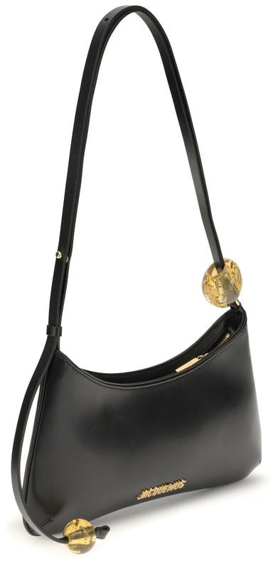 Jacquemus Black Calf Leather Bos Taurus Shoulder Bag Zwart