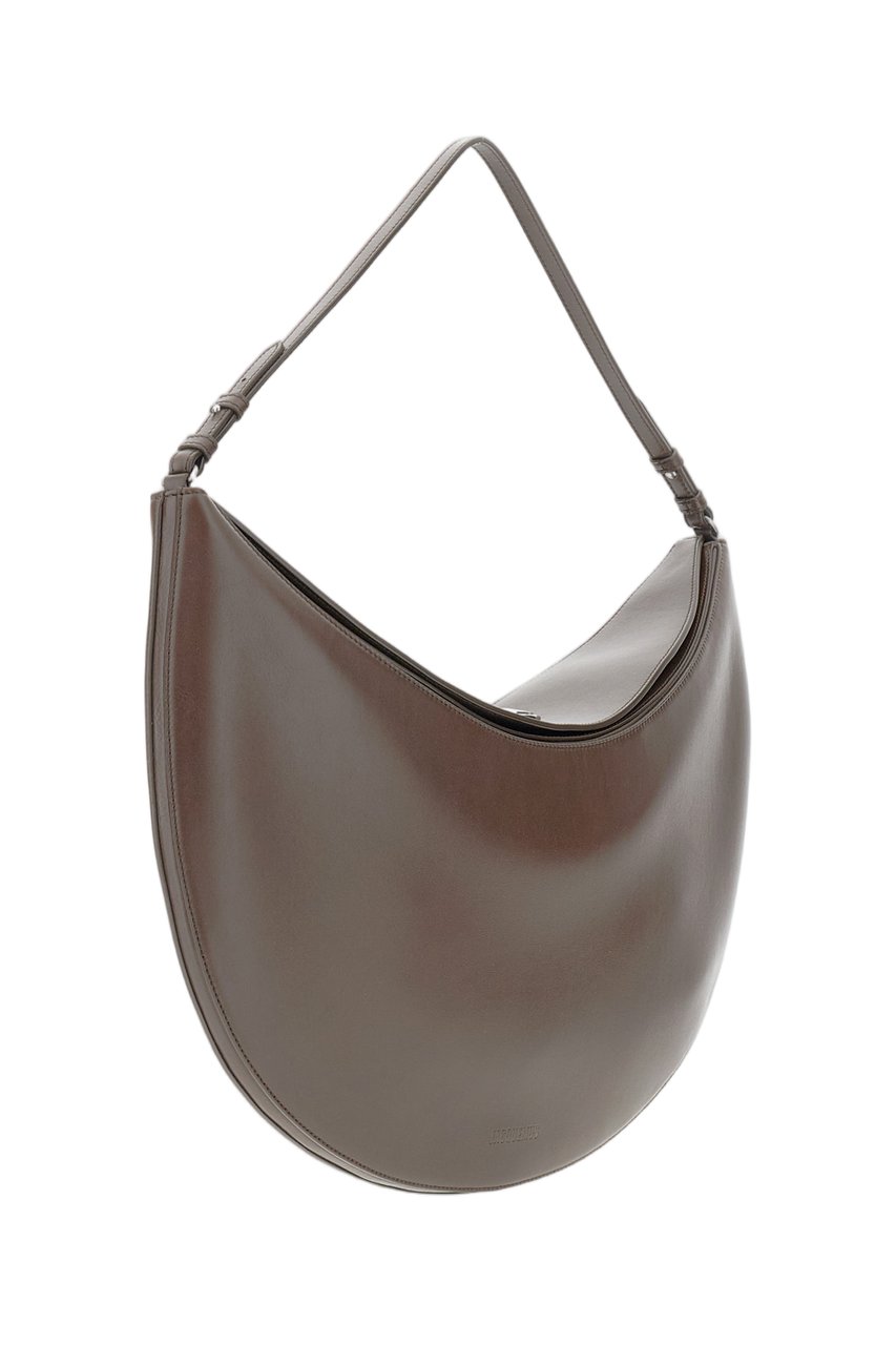 Jacquemus Half-Moon Calf Leather Shoulder Bag With Adjustable Strap Bruin