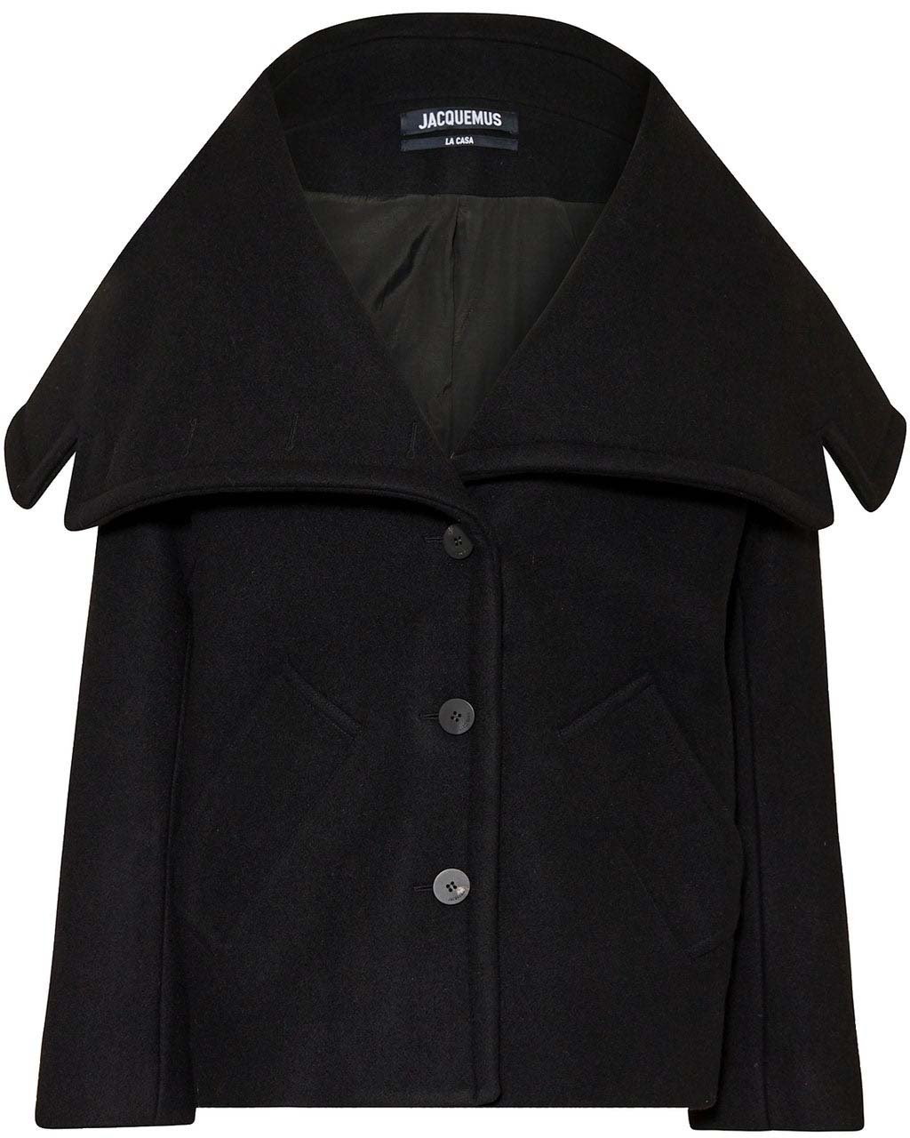 Jacquemus Le Caban Caruso Draped-collar Jacket Zwart