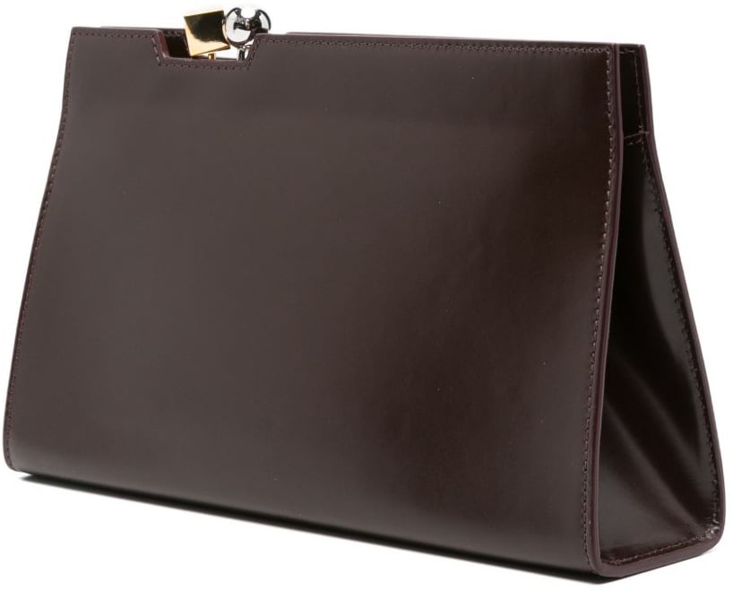 Jacquemus Sleek Rectangular Clutch with Metallic Clasp Bruin