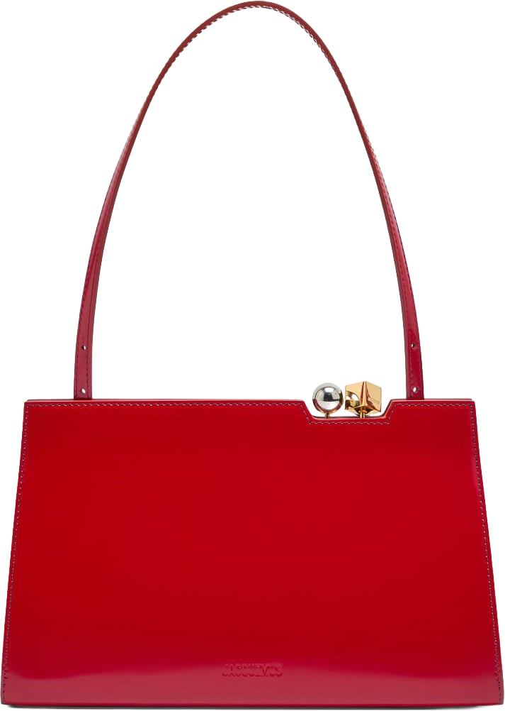 Jacquemus Red Rond-Carré Leather Top Handle Bag Rood