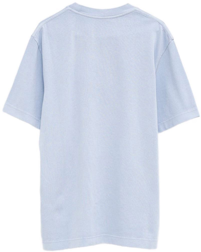 Jacquemus Light Blue Round Neck T-Shirt with Embroidered Logo Blauw