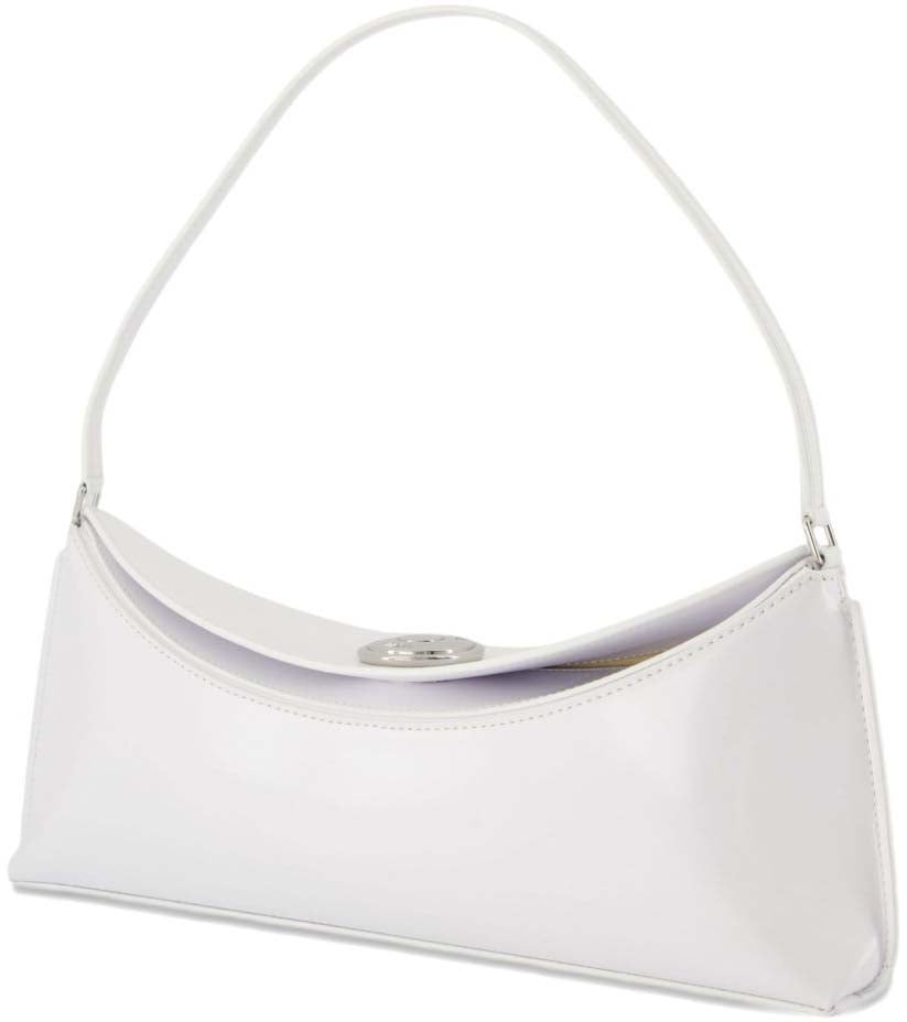 Jacquemus Curved Handbag in Glossy Patent Leather Wit